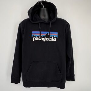 Patagonia Uprisal Hoodie Black Pullover Men L P6 Gorpcore Fair Trade Mexico Logo